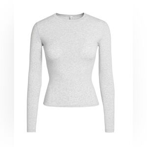 Skims Cotton Jersey long sleeve t-shirt in light heather grey size 2xl